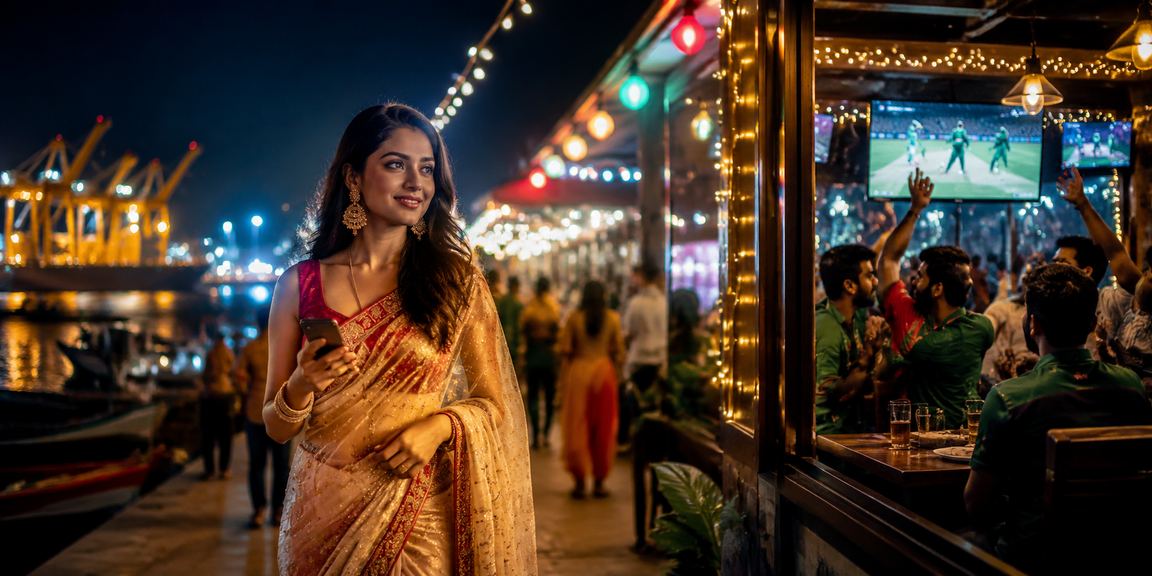 চট্টগ্রামে শাড়ি পরিহিত নারী ক্রিকেট বেটিং ভাউচার ব্রাউজ করছেন